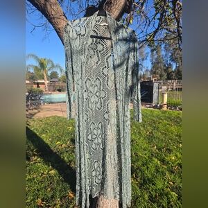 Flirty Sweet Sage Green Lace Long Cardigan
